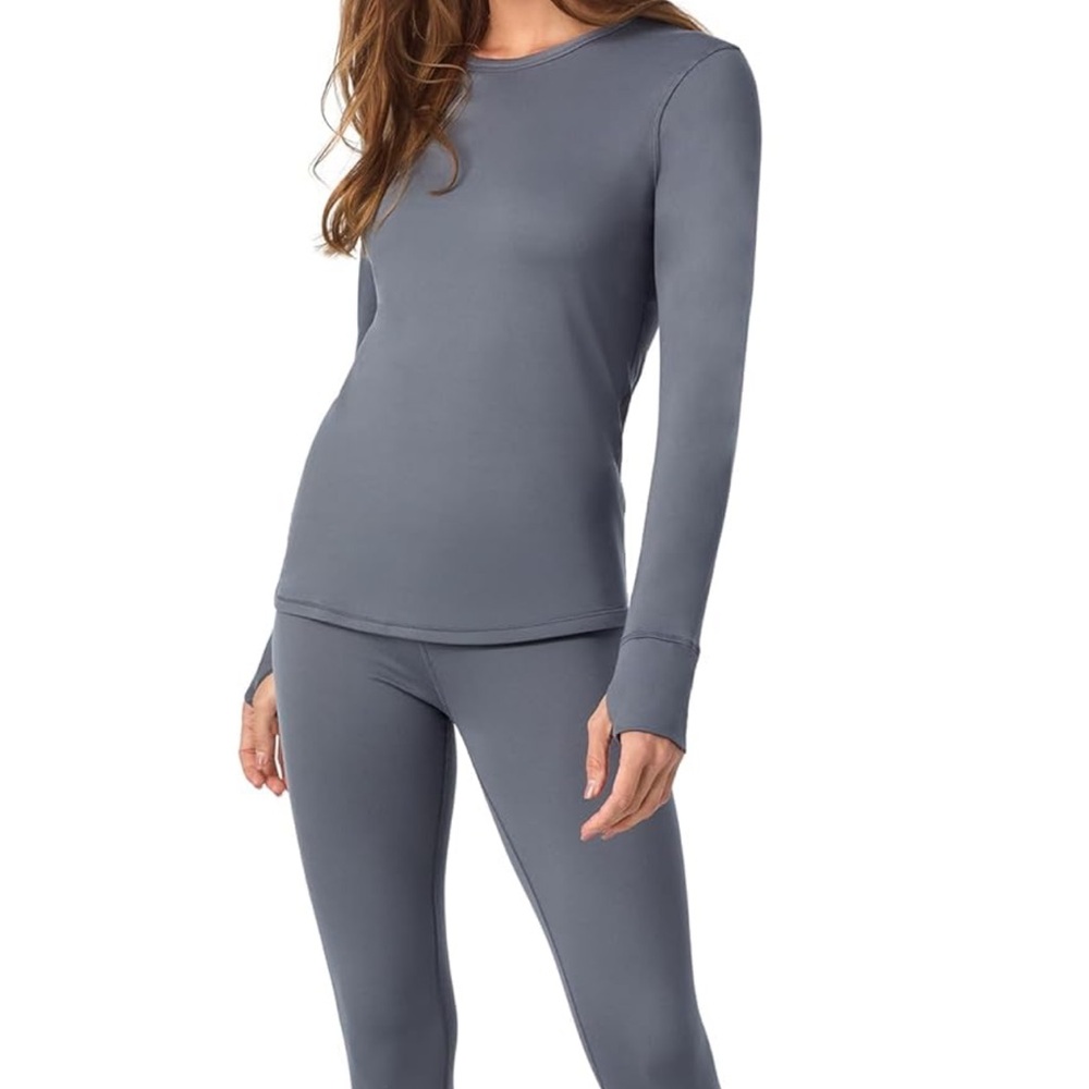 Women's Cuddl Duds XL Gray Long Sleeve Thermal Set